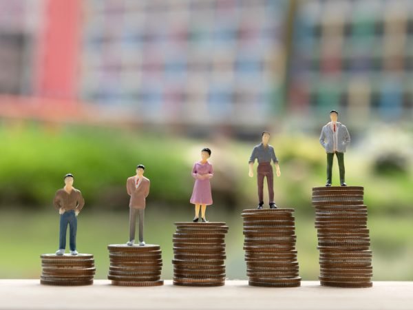 Market share and challege competitor for excellent growing with building background.